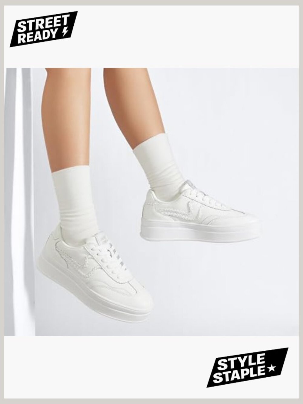 Platform Fashion Sneakers Thick Sole Faux Leather Suede Rubber Gum Sole Low Top - Picture 2 of 7